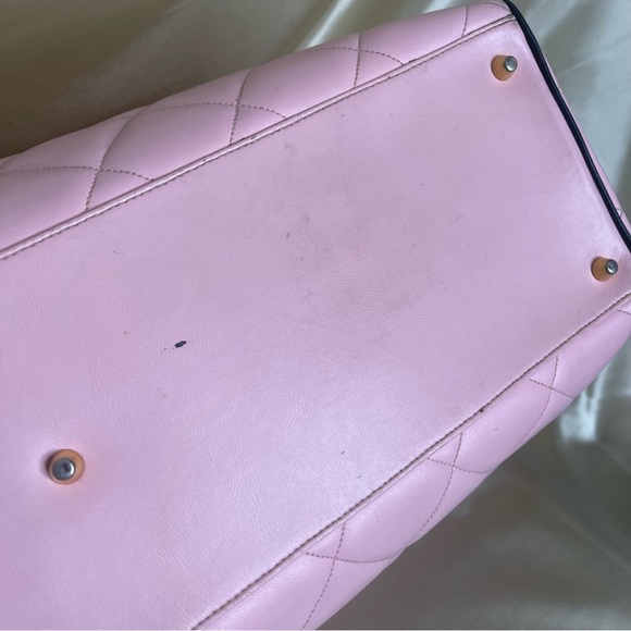 💕SOLD💕 Chanel Boston Bowling bag Sports Line quilted matelase pink black gold - Picture 6 of 17